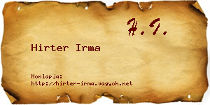 Hirter Irma névjegykártya